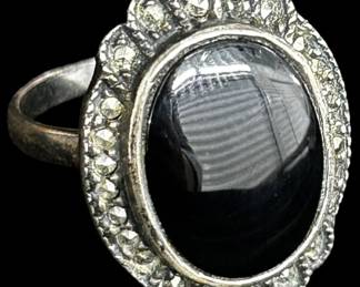 Sterling Silver Oval Onyx Ring