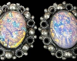 Mexican Silver Opal Earrings