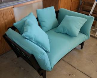 Futon Couch w/Blue Cushions