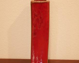 Thick Ceramic Rectangular Red Vase