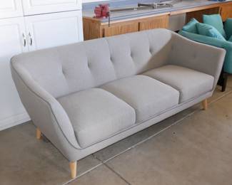 Light Gray Upholstered Mid Century Modern Sofa
