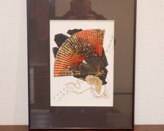 Mixed Media Collage Fan by Michele Yamaguma