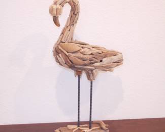 Driftwood Flamingo Sculpture