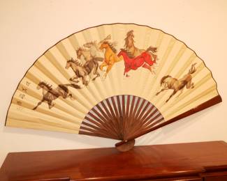 Hand Painted Horses on Large Wall Fan