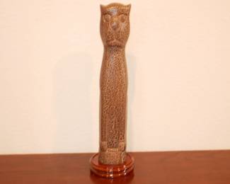 Tall Wooden Cat Sculpture