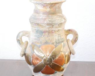 Terracotta Vase with Brass & Copper Flower