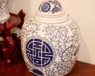 Blue & White Ceramic Jars (Set of 2)