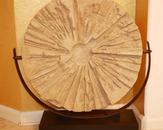 Large Poly-Resin Abstract Sculpture on Stand