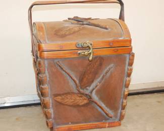 Wooden Basket w/ Twigs & Leaves