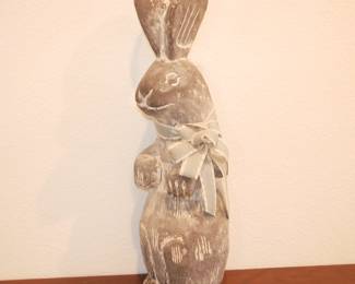 Large Wooden Rabbit Sculpture