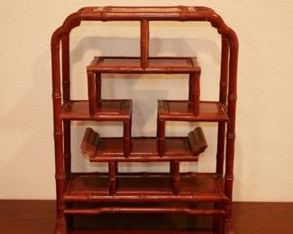 Asian-Inspired Rosewood Etagere Display Shelf
