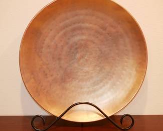 Large Hammered Metal Bowl w/Stand