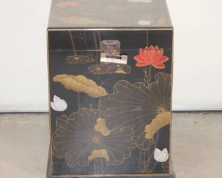 Black Chest w/Floral & Bird Motif - Locked