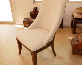 Octagonal Glass Top Pedestal Dining Table w/4 Upholstered Chairs