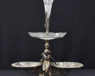 VICTORIAN SILVER PLATE EPERGNE 