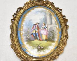 SEVRES & BRONZE PLAQUE 