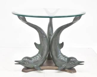 BRONZE DOLPHIN TABLE 