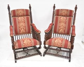 PAIR OF HUNZINGER PLATFORM ROCKER ROCKING CHAIRS 