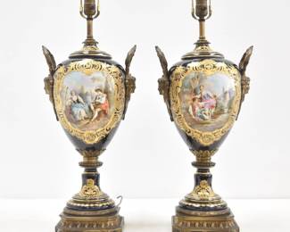 (PAIR OF LARGE SEVRES PORCELAIN 