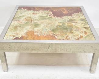 PACE INTERNATIONAL CHROME & ONYX TABLE 