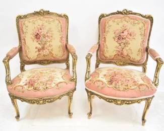 PAIR ANTIQUE FRENCH FAUTEUILS 