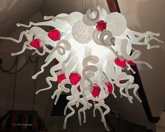 DALE CHIHULY STYLE MODERN ART GLASS FLOWER CHANDELIER 