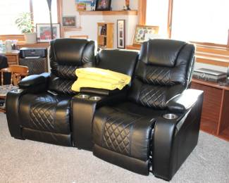 Chair, desk, small table, stand in background all available.