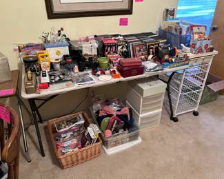 DVD's, Office supplies, yarn, Elfa Shelf, misc