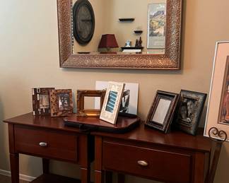 Mission Style Nightstands pair, Beveled Decorative Mirror, Frames