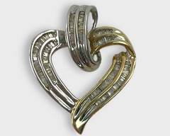 Fine 10K Two Toned Gold Diamond Heart Pendant
