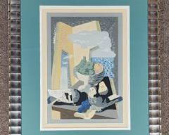 Gino Severini Pochoir Framed Vintage Framed Lithograph Gilt Silver Framed MCM Mid Century Modern
