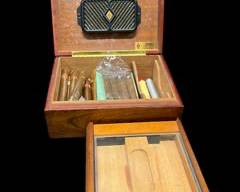 Set of Two Wooden Cigar Cases with an assortment of Vintage Cigars
