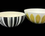 Lot of Two Vintage Cathrineholm Enamelware MCM Large 11 Mixing Nesting Lotus Bowl Norway and Black Stripe Bowl 9 1/2
