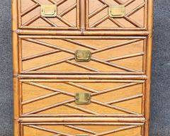 Vintage Bamboo Tall Chest with Brass Hardware
