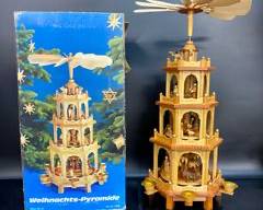 Authentic German Wooden Christmas Pyramid Tree With Original Box
