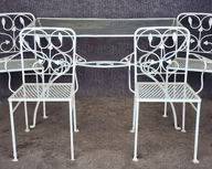 Vintage Salterini Patio Garden Glass top Table and 4 Chairs
