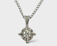 Fine 14K White Gold 3mm Diamond Star Pendant Necklace on 14K Gold
