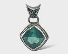 925 Sterling Silver Green Stone Necklace Pendant
