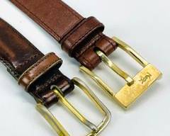 YSL Full Grain Steerhide Brown Belt Size 34/85 And Antique Full Grain Cowhide Brazilian Brown Belt Size 34/85
