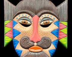 Vintage Hand Carved Hand Painted Wooden Wall Hanging Mask Tribal Abstract Folk Art
