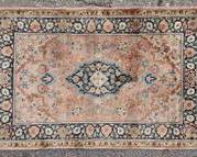 Vintage Persian Hand Knotted Wool Silk Blend Area Rug Tightly Woven
