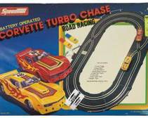 VINTAGE SLOT CARS SpeedTrax Corvette Turbo Chase Road Racing Slot Car Set
