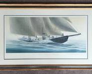 Lovely John Mecray Gloucester Schooner LA Dunton of Sounding Pencil Signed Framed Matted Print 747/950
