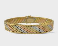 Fine Italian Tri-Toned 14K Yellow Gold 7 Long Bracelet
