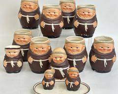 GOEBEL W GERMAN BEER STEIN MONK FRIAR TUCK & 2 SALT PEPPER SHAKERS
