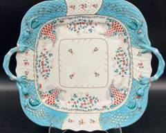 Fine HEREND Hungary Cornucopia Porcelain Hand painted 1430/TCA Cornucopia Two Handled Square Serving Tray
