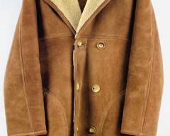 Saks Fifth Avenue Shearling Coat Napa Leather Tan Size L/XL
