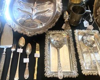 Sterling an silverplate serving pieces