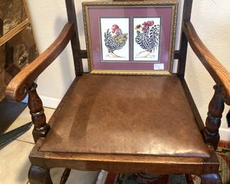 Antique chair with leather seat