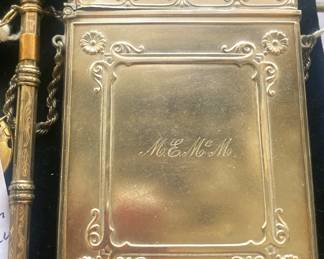 1800's retractable fountain pin and calling card case
